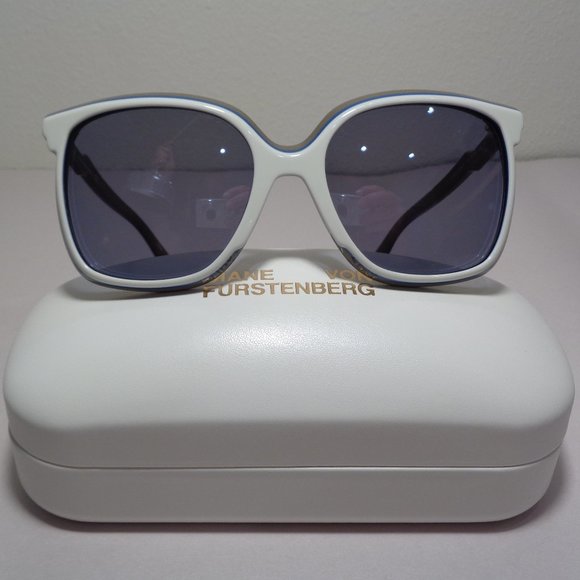 Diane von Furstenberg KARLIE White New Sunglasses Diane von Furstenberg Cat Eye Sunglasses for Women for sale  main image 3